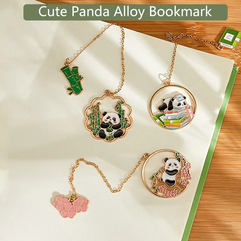 Metal Bookmarks Cute Cartoon Panda Book Page Pendant Creative Student Stationery Advanced Sense Reading Book Page Holder