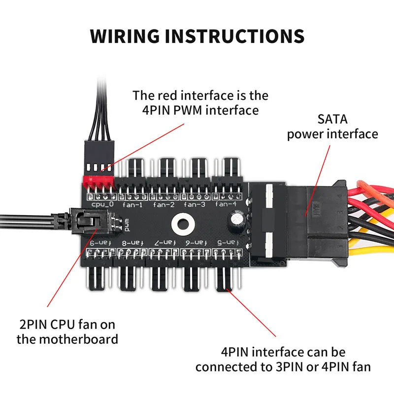 Motherboard 1 to 10 4 Pin PWM Cooler Fan HUB Splitter Extension 12V SATA IDE Power Supply Large 4D port PC Controller Adapter