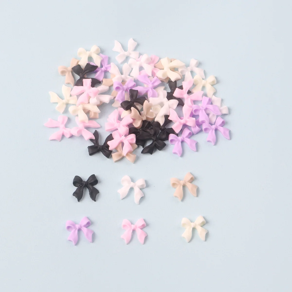 50PCS Mixed 3D Weiß Schleife Band Harz Maniküre Nagel Dekoration Kawaii Bowknot Nägel Kunst Charms