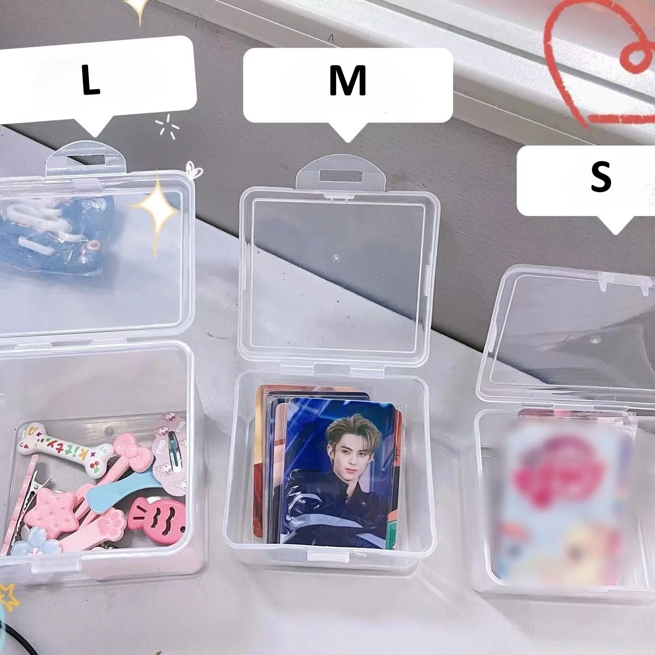 Plastic Desk Organizer Transparent Storage Box Classification Cards Container For Small Items Art Supplies Space Saving