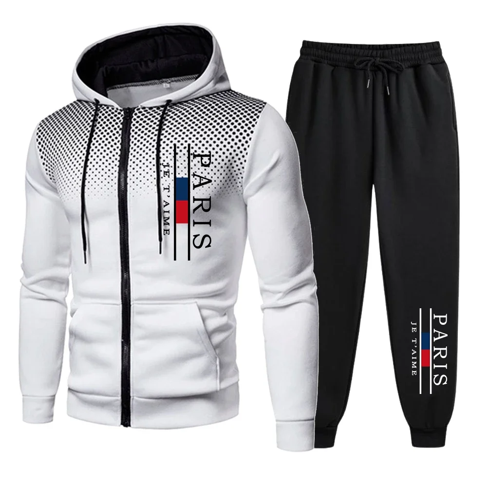 2025 Spring and Autumn new fashion zipper jacket + jogging pants two-piece men's outdoor fitness leisure sportwear set