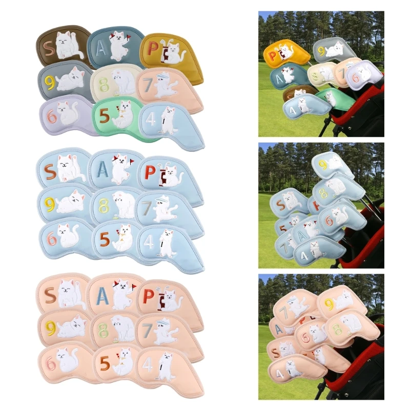 

9Pcs Cats Pattern Golf Iron Head Cover Golf Head Protector Headcover Golf Club Covers Scratchproof Case