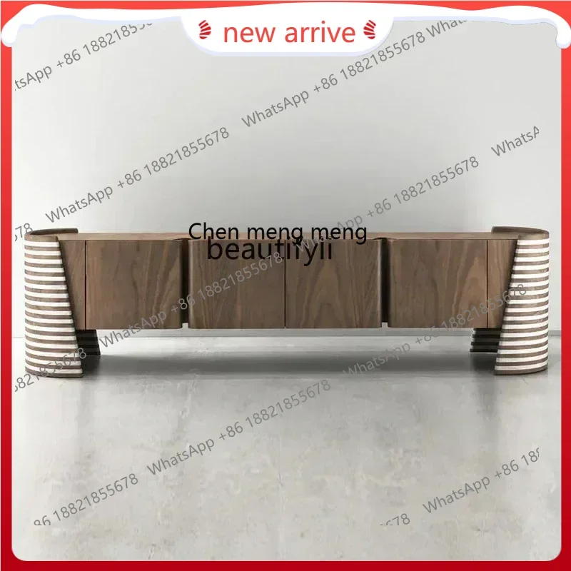 SS new style ss7486 Medieval retro light luxury creative arc solid wood TV cabinet, modern simple audio-visual cabinetss 7486