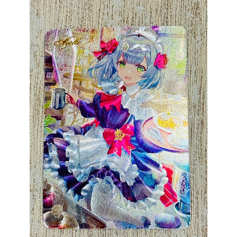 Anime Goddess Story Genshin Impact Coarse Flash Card Hu Tao Beelzebul Kamisato Ayaka Game Collection Birthday Christmas Gifts