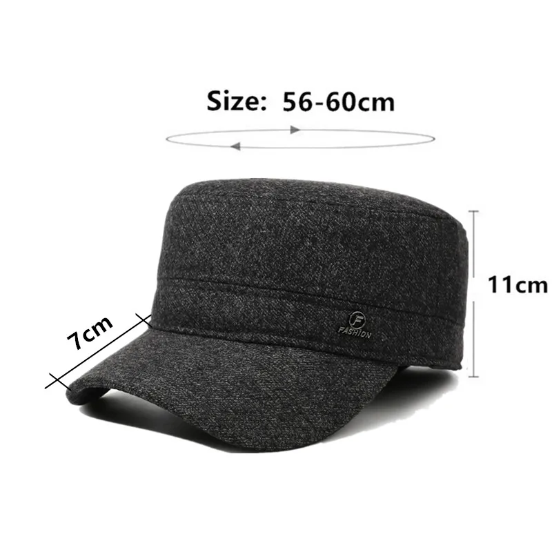 New Winter Fleece-lined Fluffy Thickened Warm Military Hats Men's Cap Flat Caps Cycling Coldproof Earmuffs Hat 모자 gorras кепка