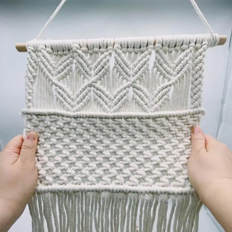 

77HE Macrame Necklace Holder Display Boho Bracelets Earrings Rings Tapestry Storage