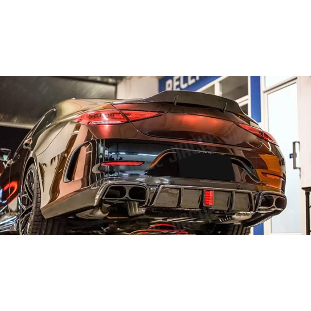 JIACHE Carbon Fiber Car Rear Bumper Lip Diffuser For Mercedes Benz CLS Class C257 CLS260 300 350 450 CLS53 For AMG 2019 UP view 6