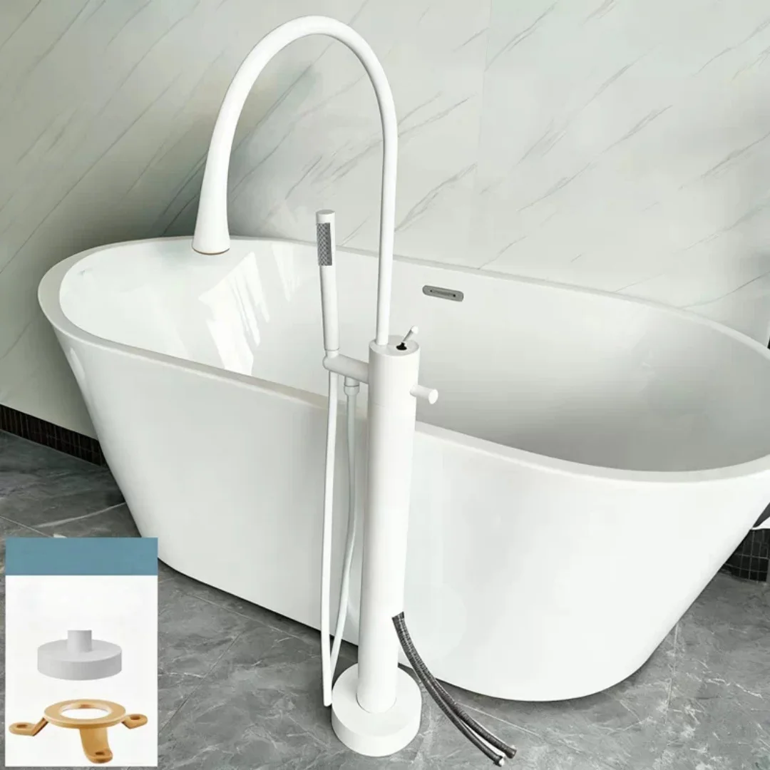 Brushed Rose Gold Bathtub Faucet Set Floor/Wall Brass Black Waterfall Bathtub Mixer Brushed Gold Bathtub Faucet  Bathroom Taps