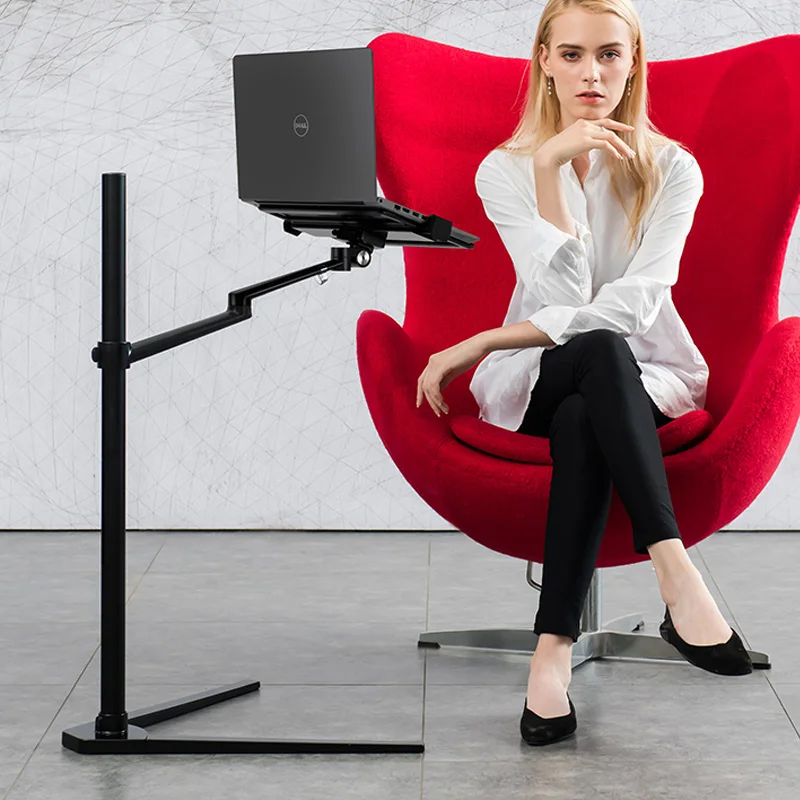 

‌Adjustable Height Laptop Stand, Ergonomic Floor Tablet Holder, Gooseneck Phone Stand for Desk & Bed, Multi-Angle Mobile Support