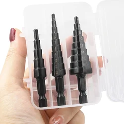 3 Pieces/set 3-12/4-12/4-20mm HSSHSS Cobalt Step Drill Bit Metal Hole Saw Reamer Straight Slot Hexagonal Shank Metal Drill Bit