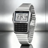 Reloj con banda de acero inoxidable para hombre, reloj con calculadora multifunción, reloj LED, estilo ordenador, caja de regalo de lujo superior