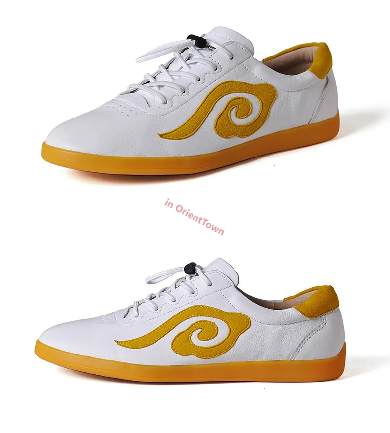 Genuine Leather Lucky Cloud Tai Chi Practice Shoes Men's Martial Arts Performance Shoe Cow Tendon Sole Kungfu Sports Shoes Women