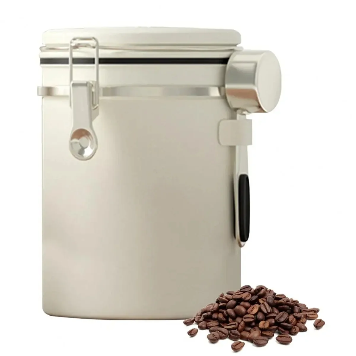 

1800ML Stainless Steel Coffee Canister Airtight Container with Date Tracker Measuring Spoon Freshness Lock Kitchen A