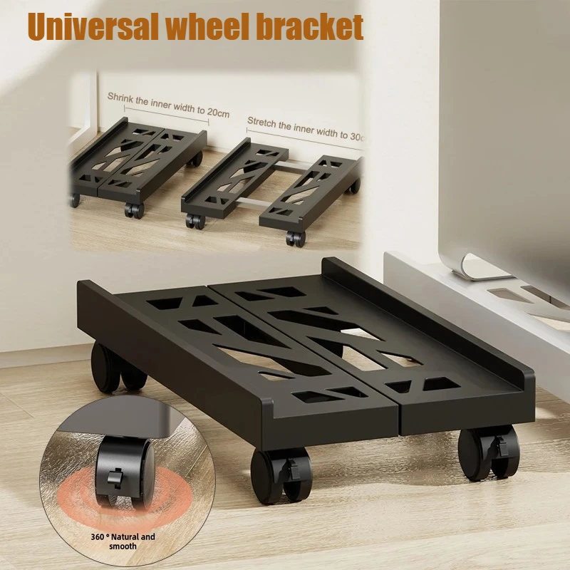 

New Computer Host Storage Rack with Adjustable Mobile CPU Stand Heavy-duty PC Tower Stand with 4 Casters Desktop PC Floor Cart
