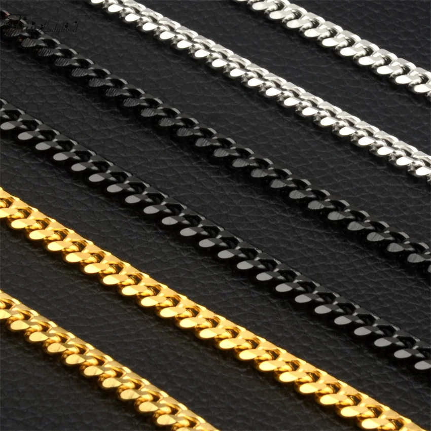 Kubański naszyjnik łańcuszkowy dla kobiet mężczyzn, podstawowy punkowy łańcuszek ze stali nierdzewnej Chokers, Vintage złoty kolor solidny metalowy Colla