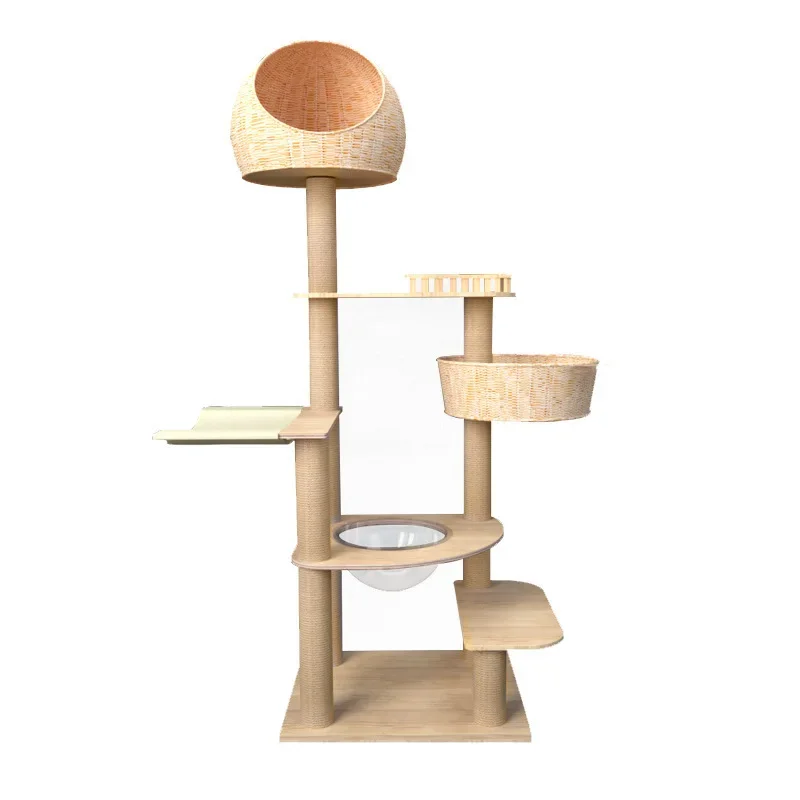 Large Cat Stand Multifunctional Cat Climbing Frame Rattan Cat Nest Multipurpose Pet Toys Multifunctional Cat Tree Cat Scratchers