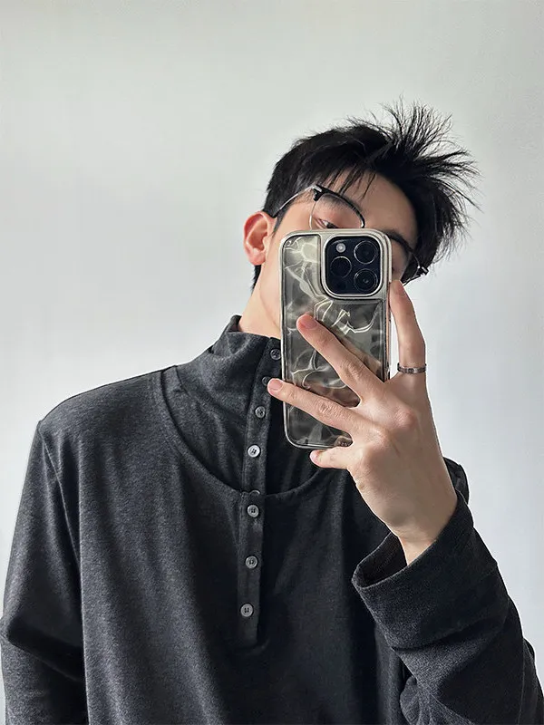 

Soft Cozy High Collar Long Sve T-irt Retro Preppy Sle Knitted Base Layer irt Trendy Brand Inner Wear Versatile Fai...