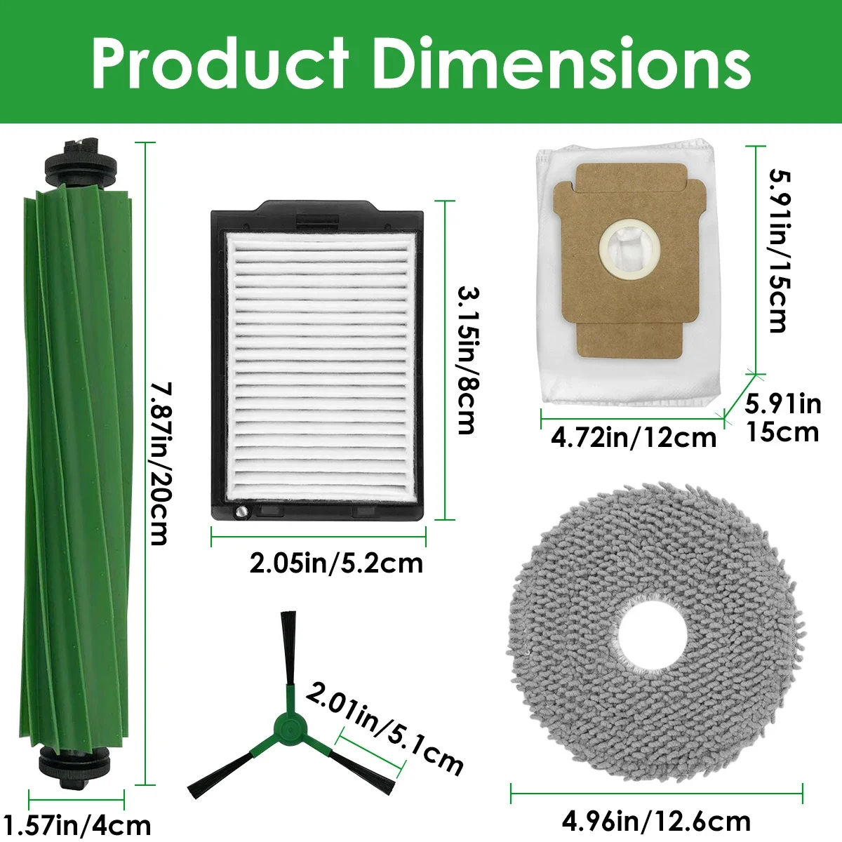 HOME TIMES 15Pcs Replacement Part Kit for IRobot Roomba Plus 405 Combo/ 505 Combo Robot Vacuum