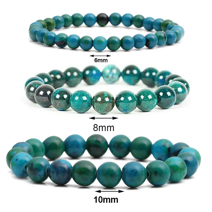 1-2pcs Natural Malachite Stone Chrysocolla Bracelets Diabetes Relief Healing Jewelry 6/8/10mm Beads Bracelets for Women Men