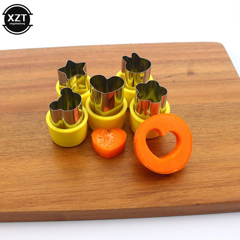 5 pezzi tagliaverdure forme Set fai da te tagliabiscotti fiore per bambini a forma di dolcetti frutta Cutter stampo cottura integratore alimentare