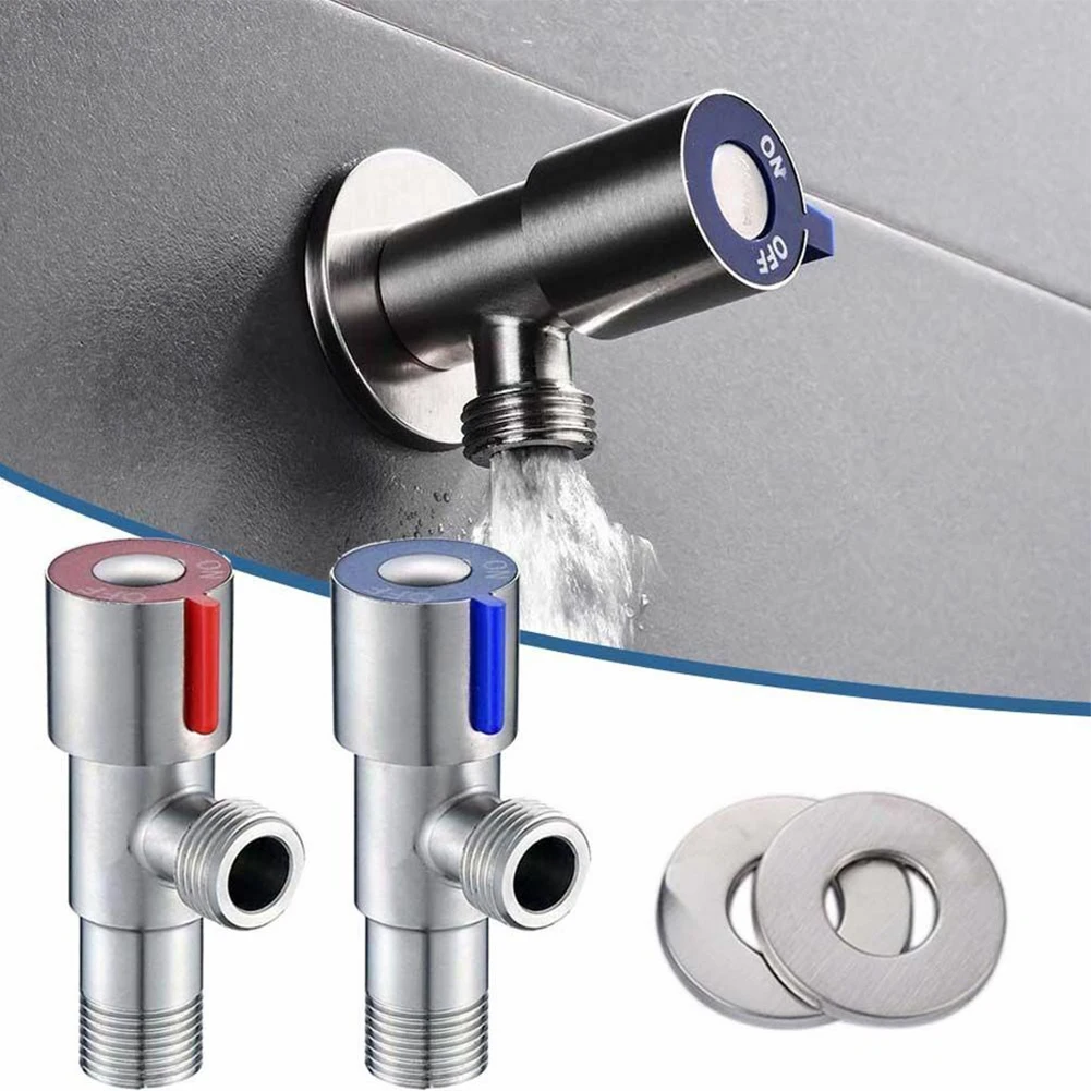 Practical 2pcs Angle Valve Stainless Steel Bathroom For Balcony For Kitchen Sink Tap Hot-Cold Standard 4 Points