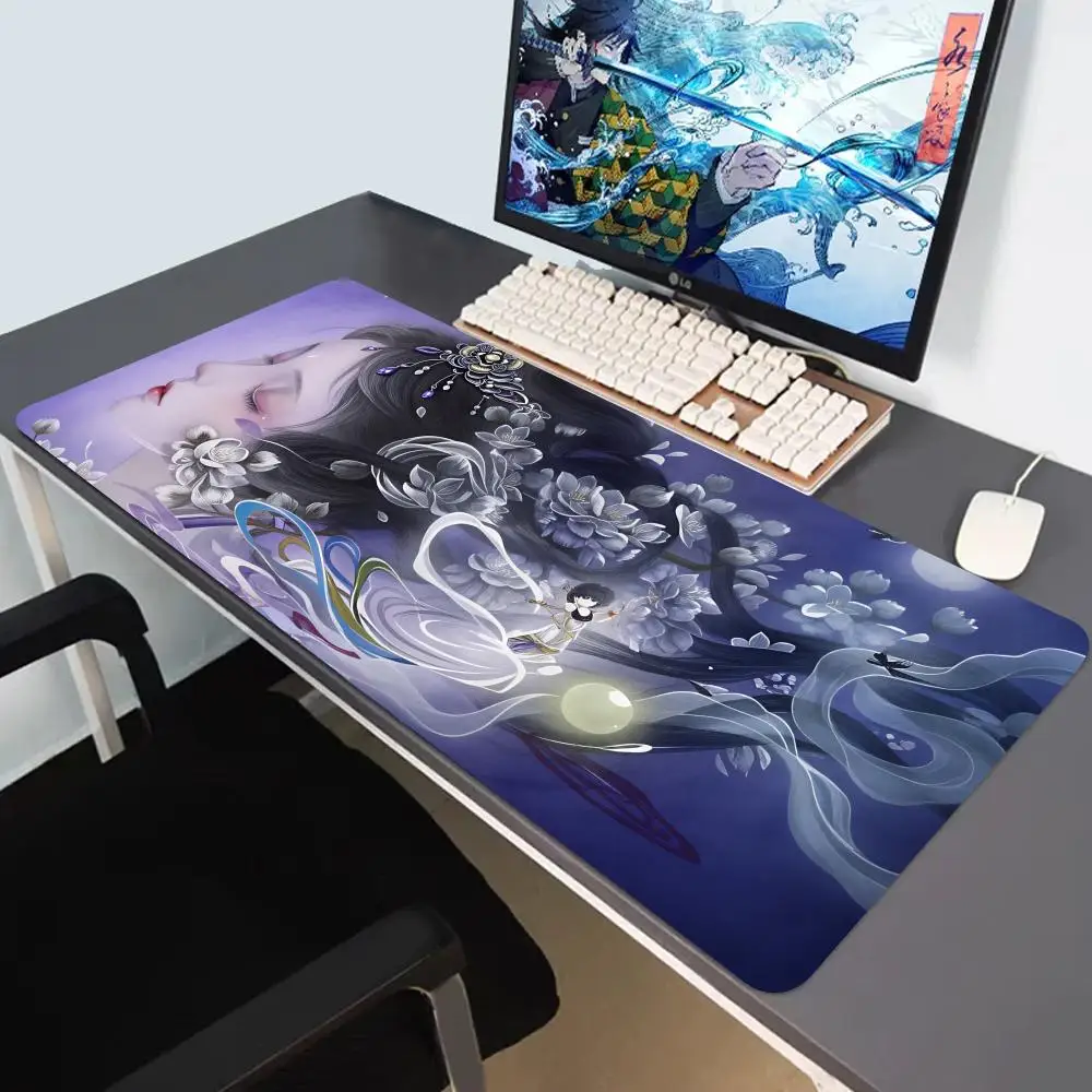 

HYBXAXC Gaming Mouse Pad Anime Gamer Keyboard Pad Chinese Style Girl Desk Mouse Mat Speed Rubber Cartoon Motbook PC Mousepad