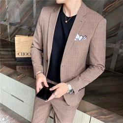 2024 Spring and Autumn Korean Slim-fit Suit (suit + Trousers) Men's Casual Breezes Suit Plankton Handsome Two-piece Set  S-5XL