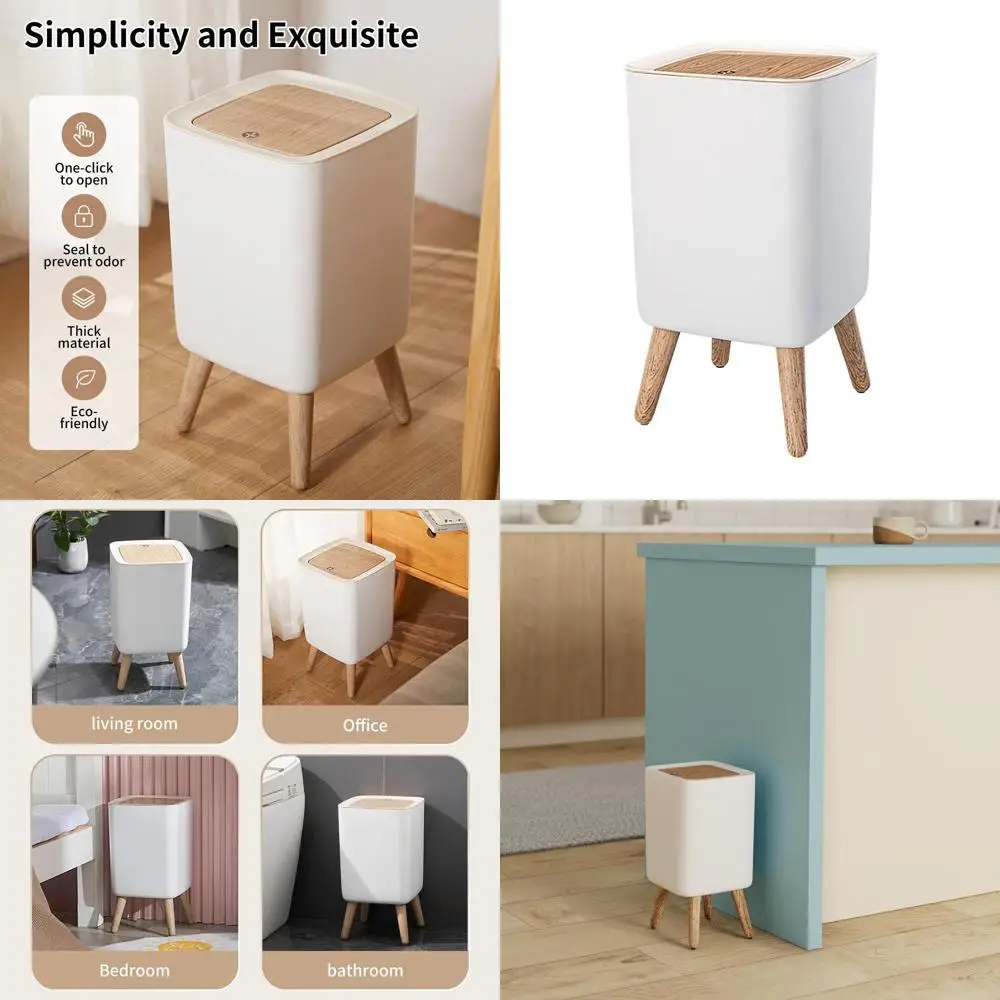 

Compact White 2.6 Gallon Plastic Trash Bin with Slim Profile, Odor Control, and Easy Cleaning for Versatile Use