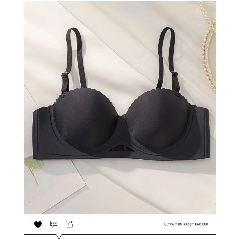 강철 반지가 없는 여성을 위한 새로운 국경 없는 끈이 없는 광택 있는 속옷, 작은 가슴이 모여 있고 가슴이 있고 미끄럼 방지 브라가 있습니다.