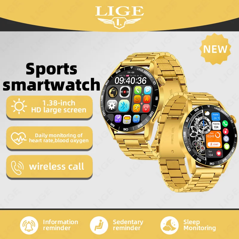 

Оригинальные умные часы LIGE с беспроводной зарядкой, прогнозом погоды, магнитной зарядкой, водонепроницаемостью, управлением музыкой, для мужчин, совместимые с Android и IOS.