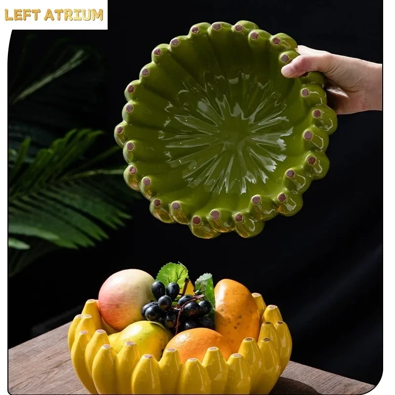 Simulated Banana Ceramic Fruit Bowl Creative Large Snack Fruit Plate Kitchen Storage Bowl Living Room Coffee Table Decoration
