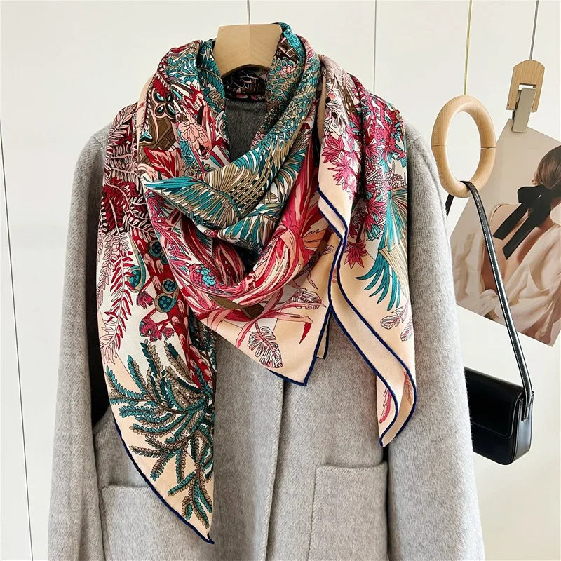 

2023 Women Winter Scarves Wraps Classic Prints Large Square Wool Blanket Shawl Cape 135*135cm