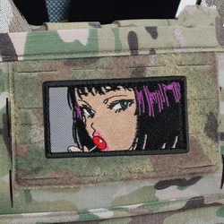 Anime Patch Embroidered for Clothes Morale Badge Girl Armband Appliques Hook and Loop Patches Backpack Stickers