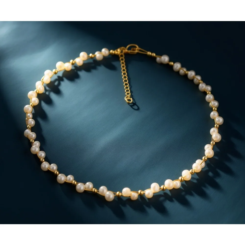 

Изящное колье из пресноводного жемчуга ручной работы с позолотой 18K, подарок для женщин