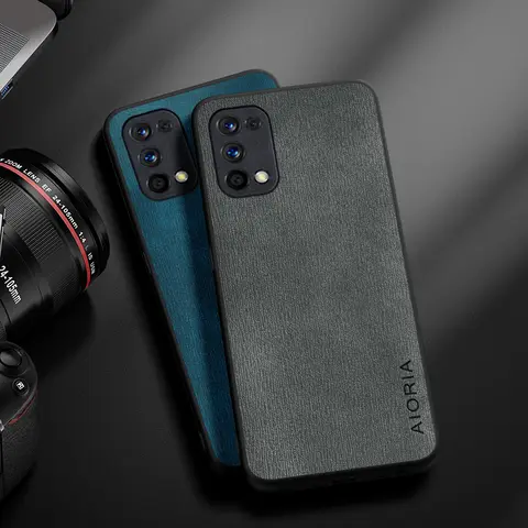 Case for Realme 7 Pro 5 Pro 5S 5i 6S 6i Q Design Simple Lightweight Durable Leather wood grain cover for Realme 6 Pro Case