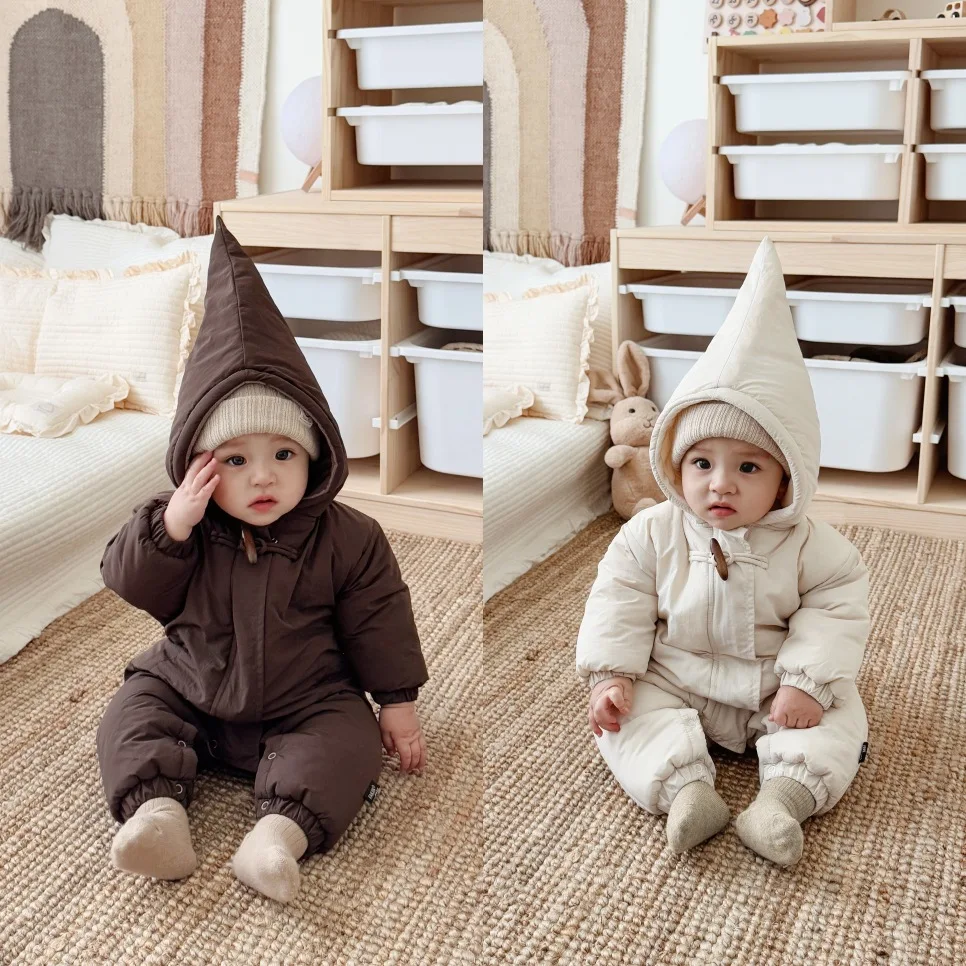 New Baby Rompers Jumpsuit Thickened Warm Baby Hoodie Crawling Suit Newborn Down Cotton Jacket
