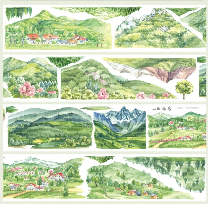 Mountain Greenery Washi Pet Tape Roll Dense Forest,