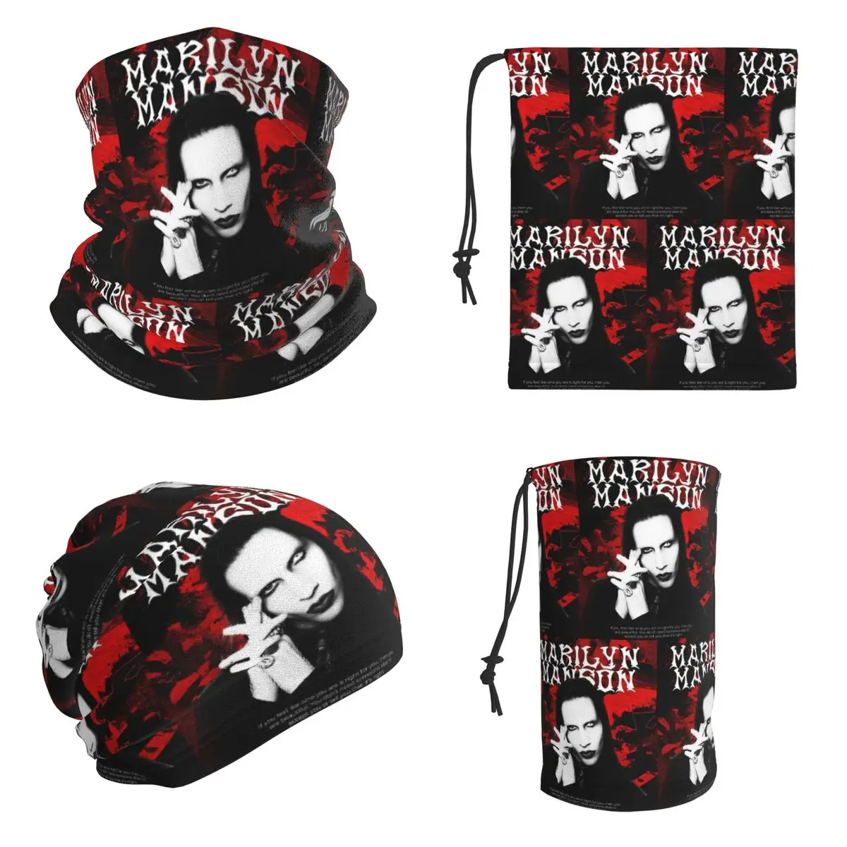 New Arrival Marilyn Manson The Golden Age Of Last Music Bandana Neck Gaiter Printed Mask Scarf Outdoor Sports Headband Men Women
