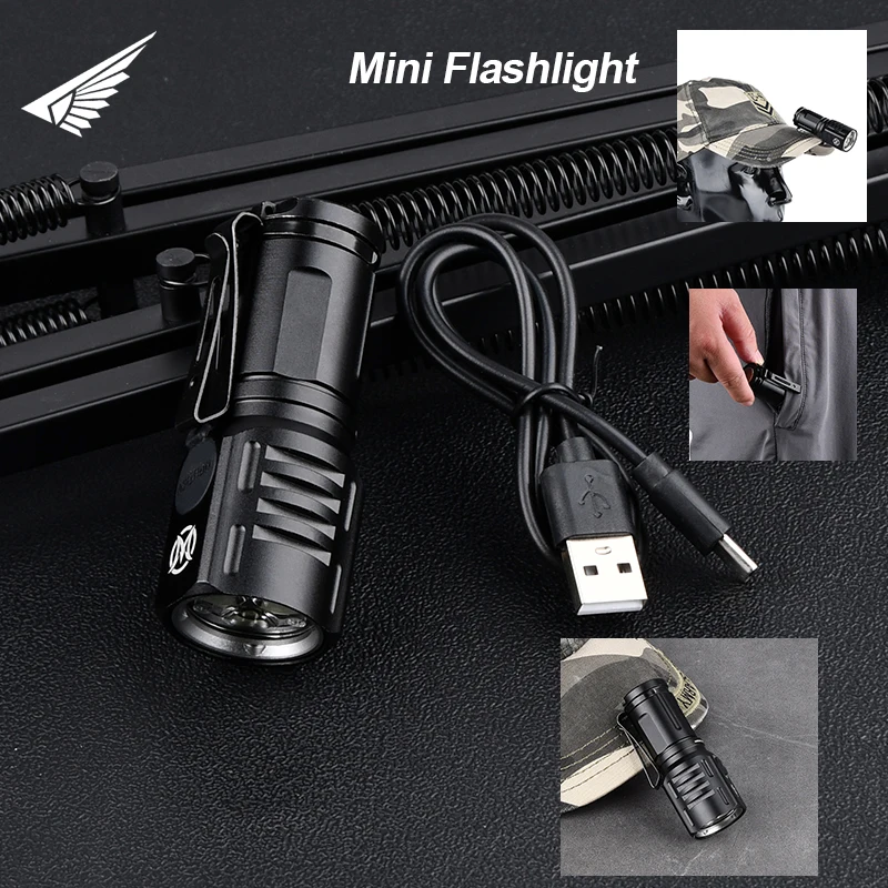 WADSN USB Rechargeable Strong Light Mini Hunting Weapon Flashlight Whit LED Scout Light For Camping Outdoor Emergency Accessory