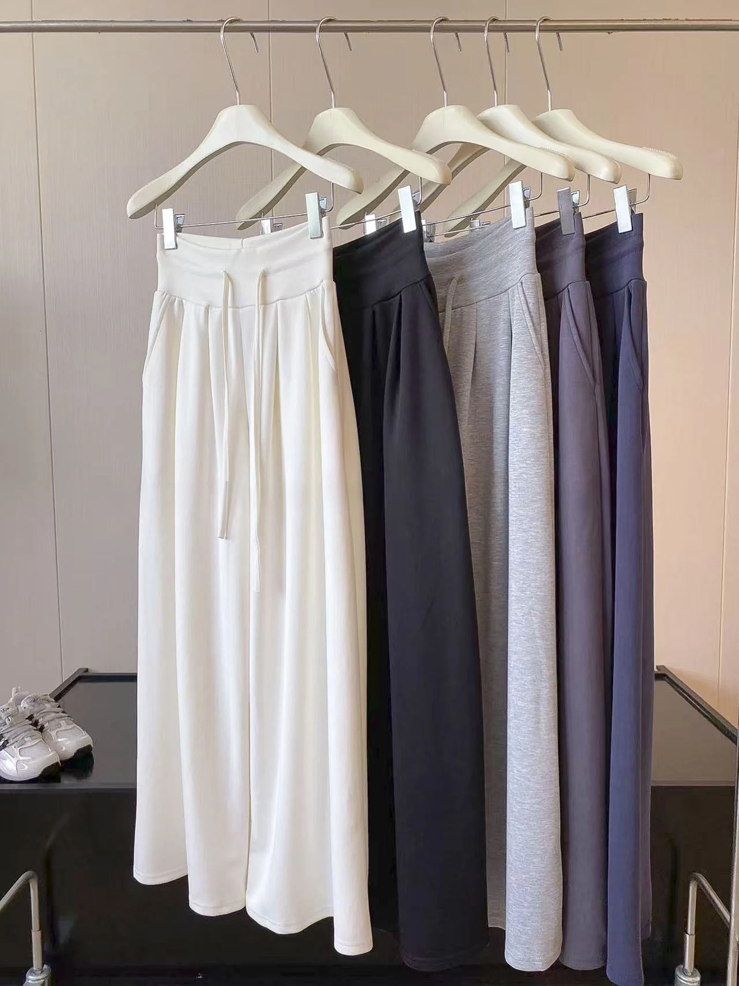 High Waist Wide Leg Pants Women's Sporty Style Trousers Simple Personality Sweatpants Casual Loose Fit Autumn Fashion
