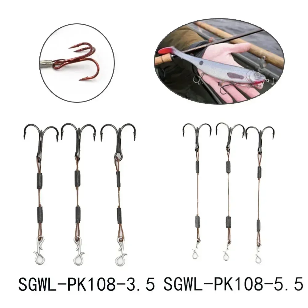 3pcs 3.5/5.5cm  Fishing Hook Pike Perch Bass Predator Lure Stingers Treble Stainless Steel Hooks Fishing Accessories