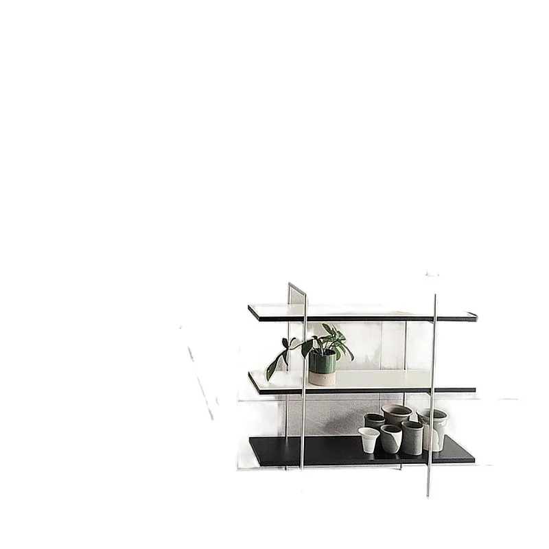 

Medieval storage rack Bedroom shelf Home floor premium desk ins wind stainless steel display rack Storage rack