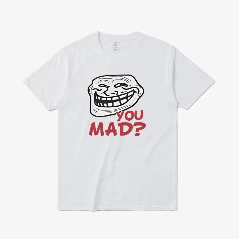 You Mad Troll Face Fun Stupid Face Gigantopithecus Face Fashion Round-neck Summer Pure Cotton Short-Sleeved T-Shirt for Men Kids