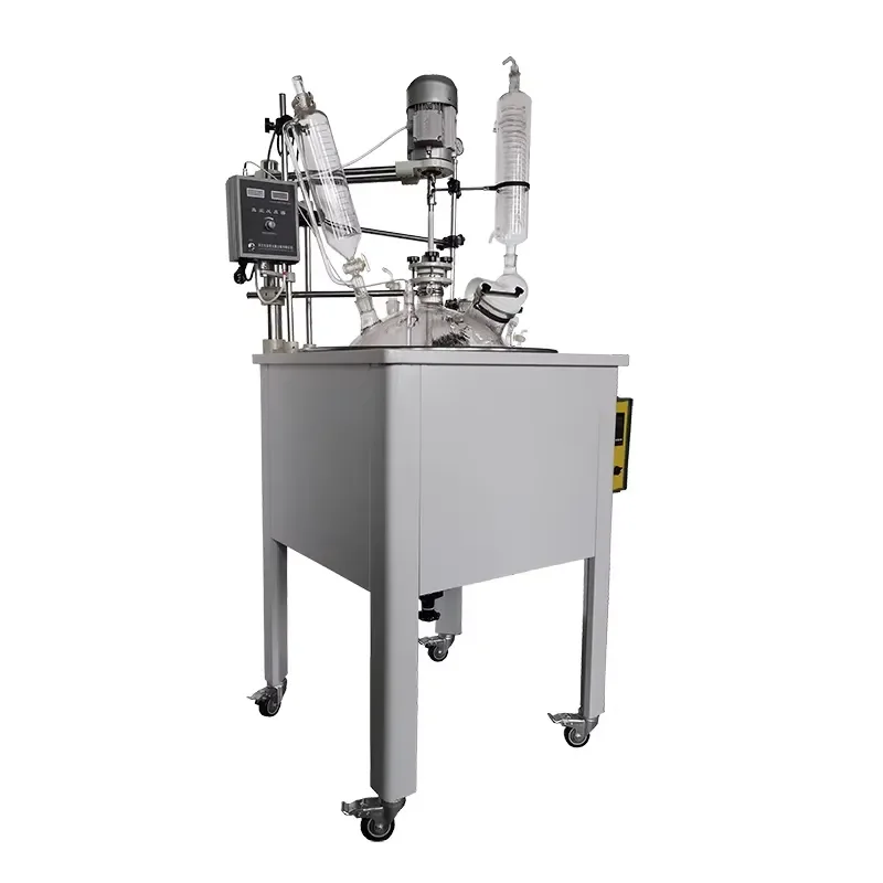 i 50L Automatic Laboratory Bioreactor Single Layer Pyrex Glass Reactor Digital Controls Includes Pressure Vessel Pump Motor