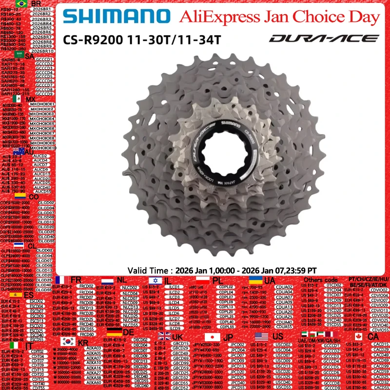 Shimano-Dura Ace Road Cassette Sprocket, caixa original, Hyperglide, 12 velocidades, 11-30T, 11-34T, CS, R9200, 12S