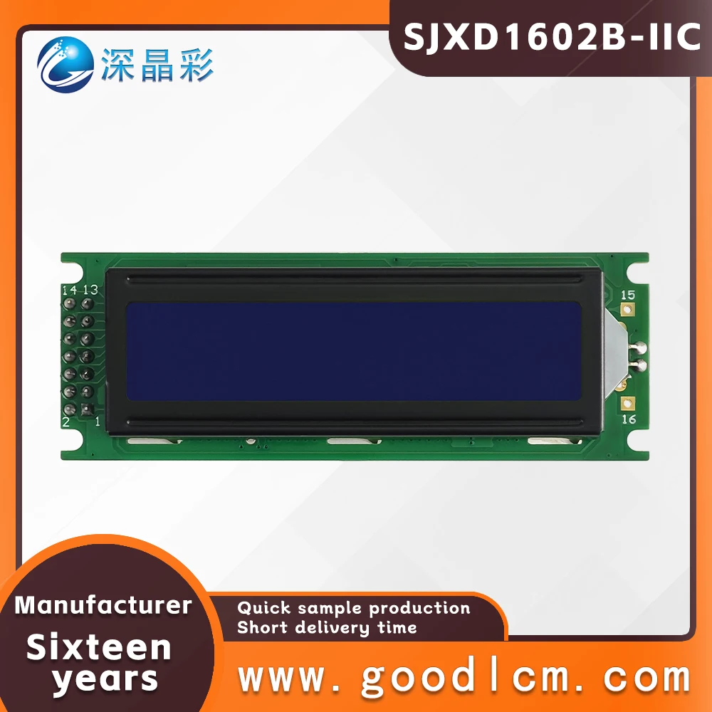Russian language LCD 1602 screen module SJXD1602B-IIC STN Blue Negative I2C/IC adapter board 16X2 character dot matrix screen