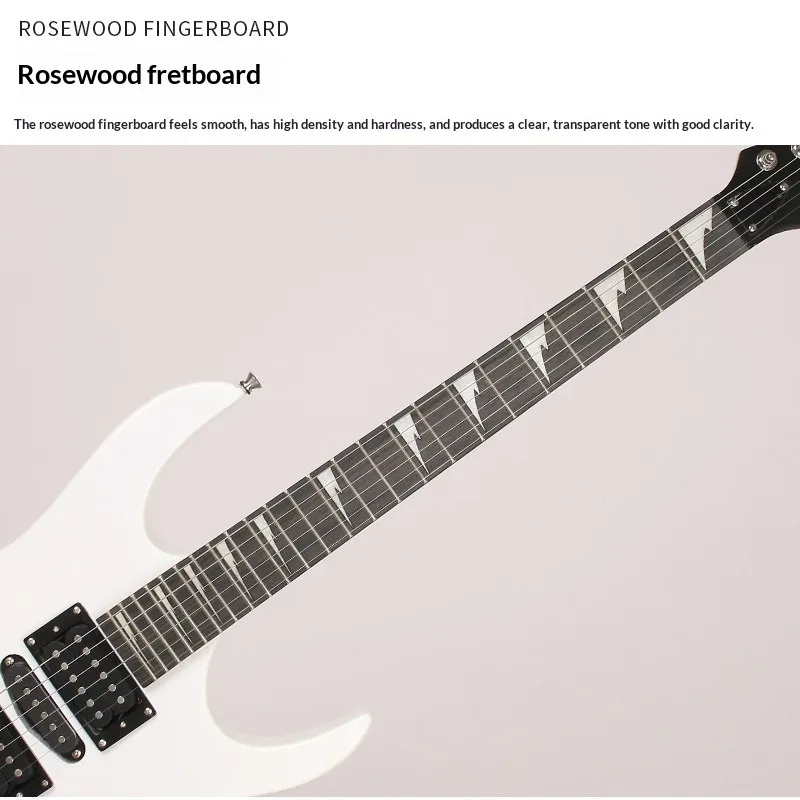 جيتار كهربائي 170 سلسلة كاملة اللمعان من خشب الورد للمبتدئين مجموعة أدوات Rock Starter تتضمن غطاء واقٍ مزخرف لهاتف آيفون وكابل أمبير أبيض