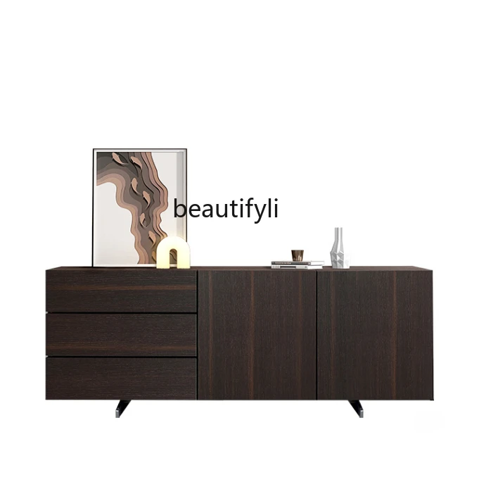 

Italian Minimalist Smoked Oak High-End Decorative Sideboard Cabinet Simple Modern Hallway Locker