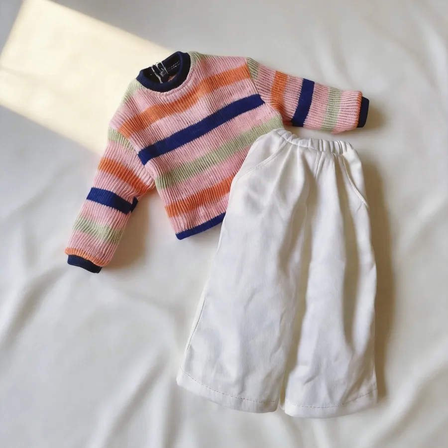 

1/6 30cm BJD Doll Clothes Casual Minimalist Style Striped Sweater+Pants Realistic Outfit for BJD Doll