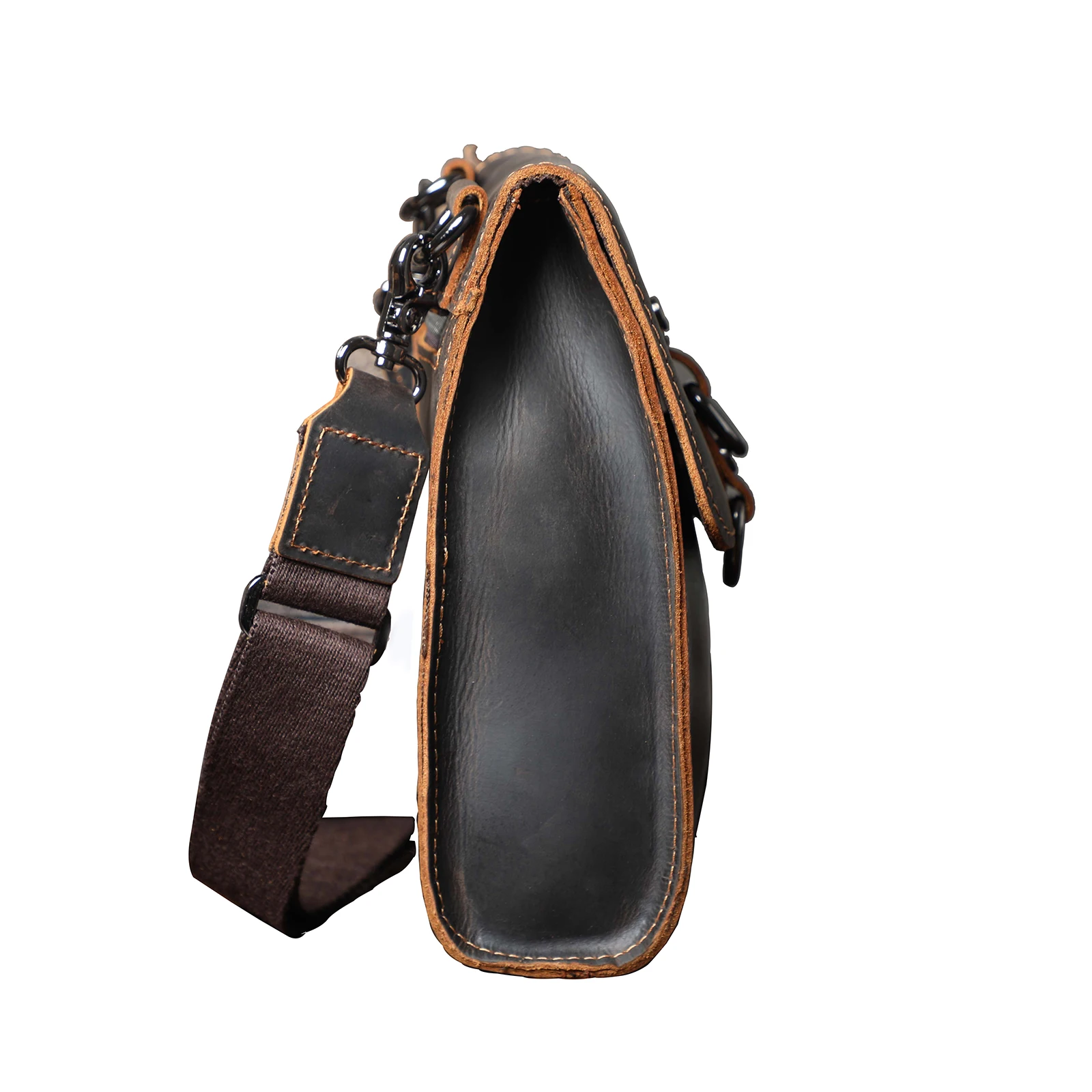 Vintage Echtleder Herren-Umhängetasche aus Crazy-Horse-Leder, Mini-Handytasche für Schlüssel und Karten – Detail 9